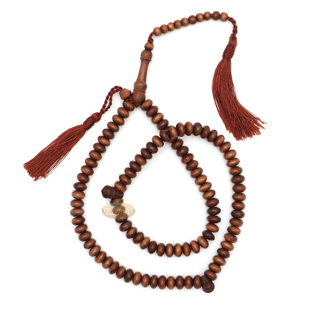Iron Wood Islamic Tasbih Oval 10x5mm 99-ct Indonesian Style Tasbih Brown Tassels
