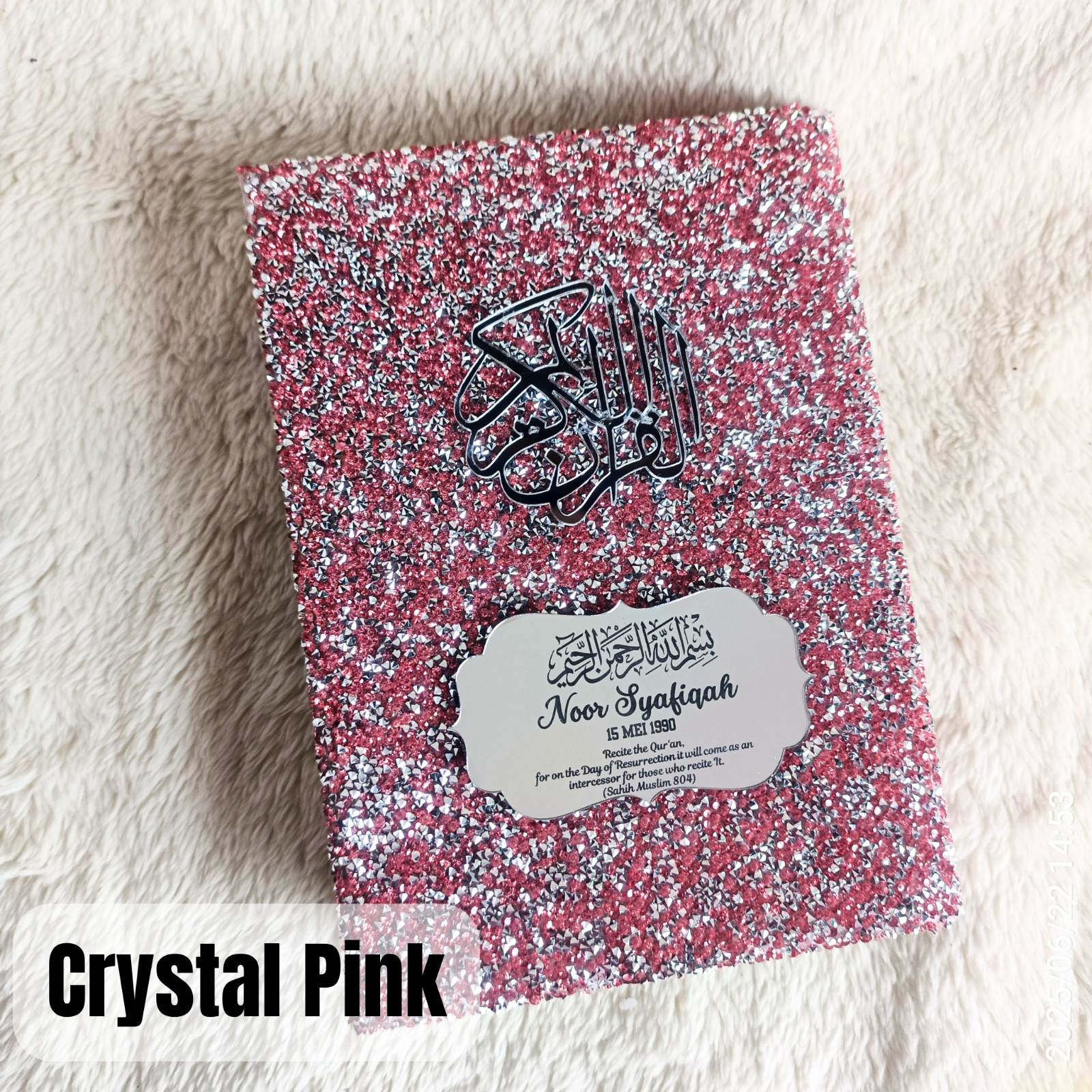 CRYSTAL PINKNobleQuran With 250PCS Tagging A5 SIZE English Translation FREE NAME