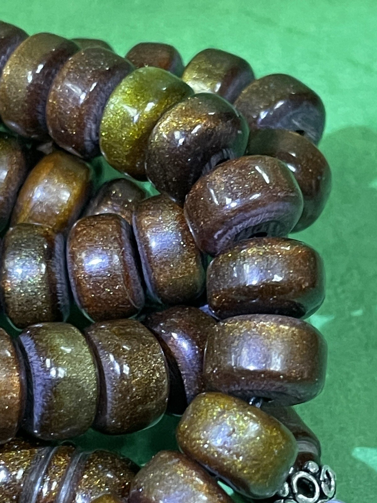 Antique Golden DustBrown Amber bakelite islamic Worry prayer 99 beads 59g R15
