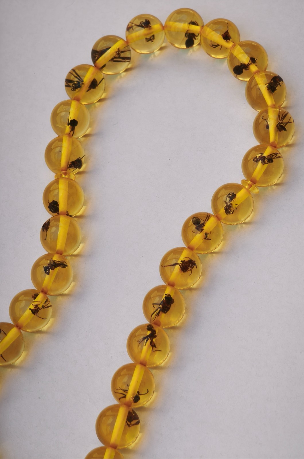 33 Beads Yellow Resin Tasbih Prayer Beads with Real Embedded Insects.