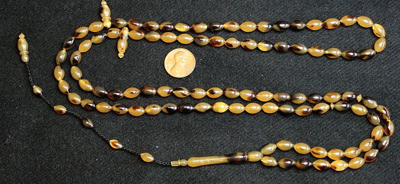 ISLAMIC PRAYER BEADS GALALITH FAUX TORTOISE 99 BEADS – RARE COLLECTOR’S-