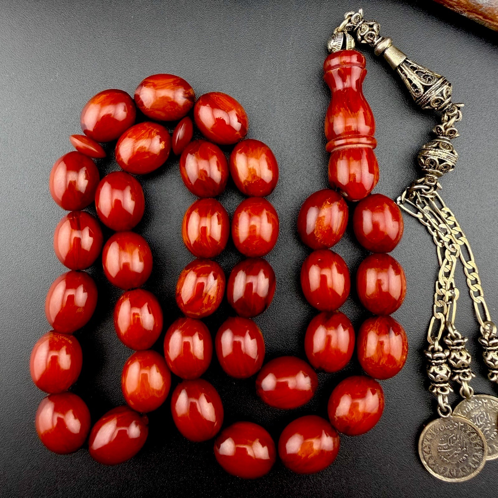 Tasbih Misbah Cherry Faturan 33-Bead Islamic Rosary VIP مسبحة مسباح فاتوران N927