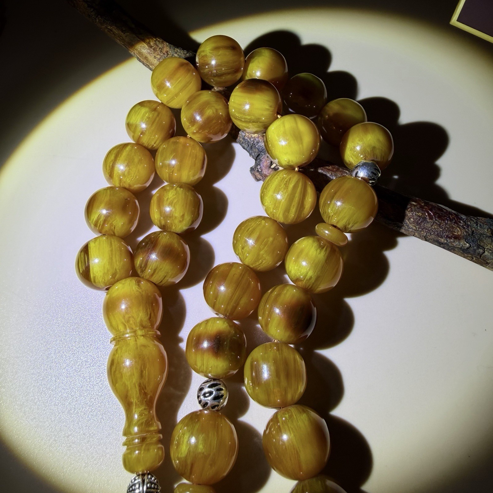 Old Misky 33Bead Islamic Tasbih Sterling Silver Tasselمسباح مسبحة مسكي شرابة فضة