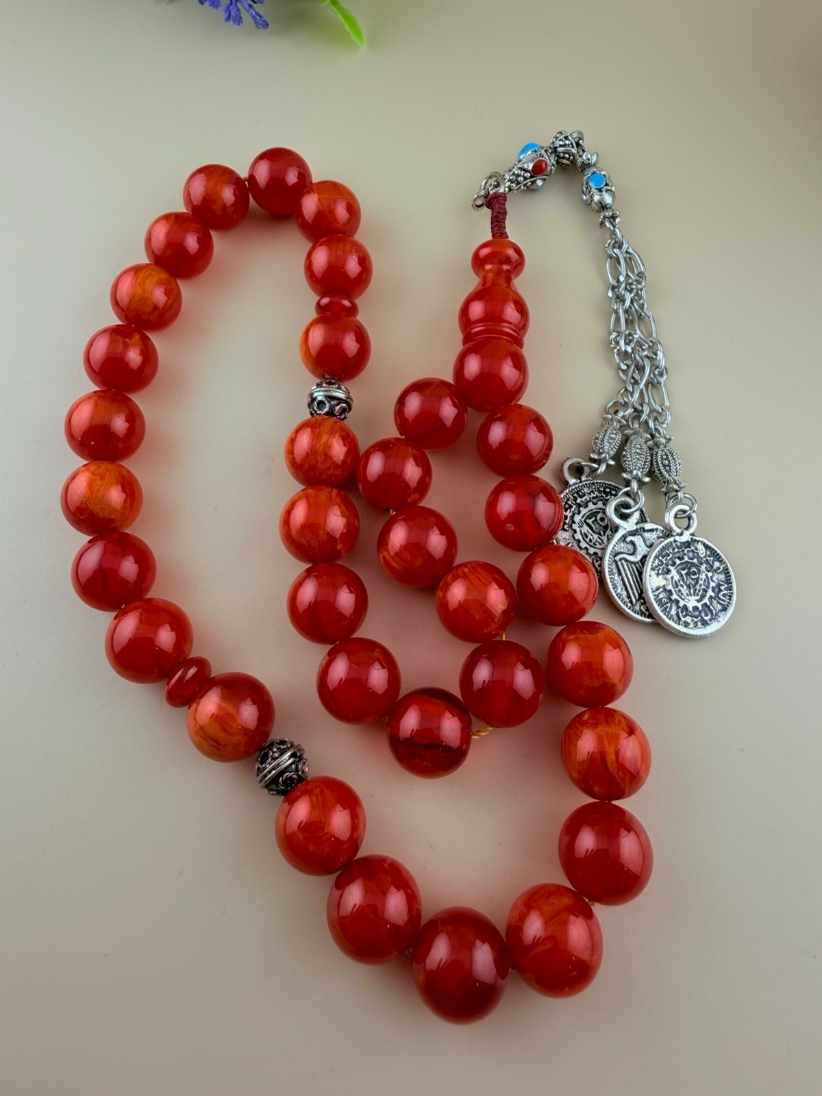 Collectible Misky Amber 33-bead Islamic Rosary مسبحة مسباح مسكي جودة عالية 432