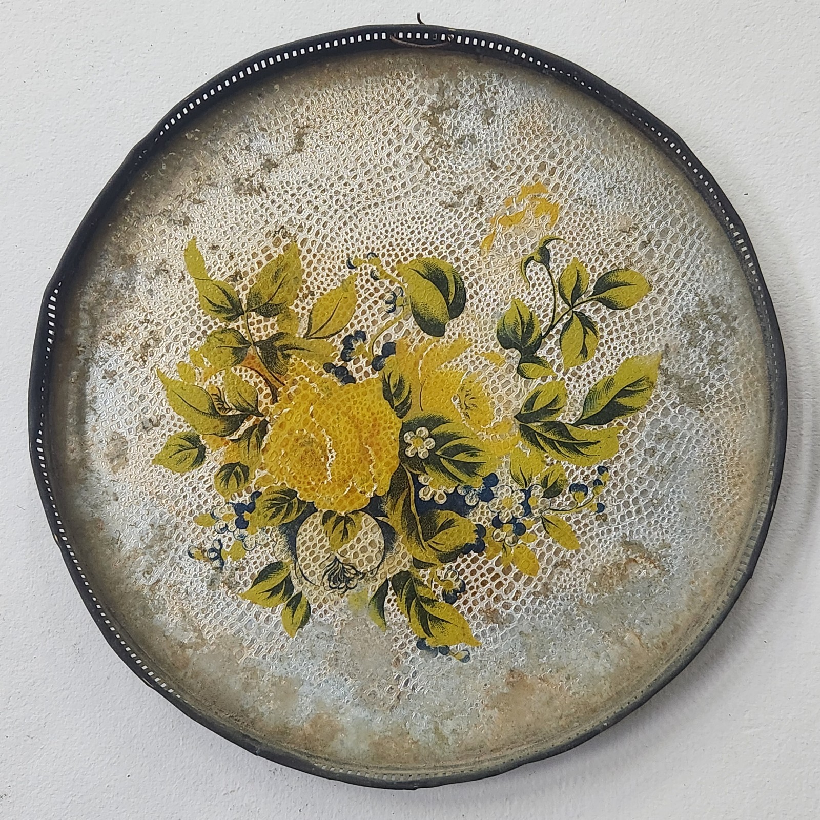 Antique Metal Glass Decorative Plate of Hyderabad Princely State.