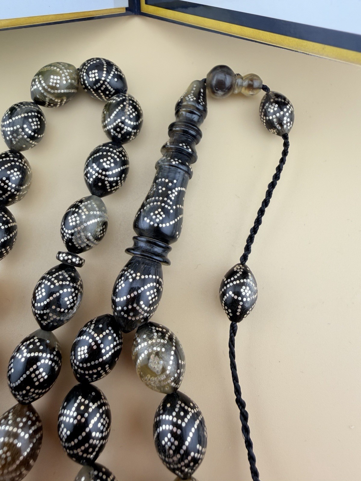 مسباح مسبحة ترسه ضهر سلحفاة دق فضة Turtle Shell Inlaid Silver 925 Islamic Rosary