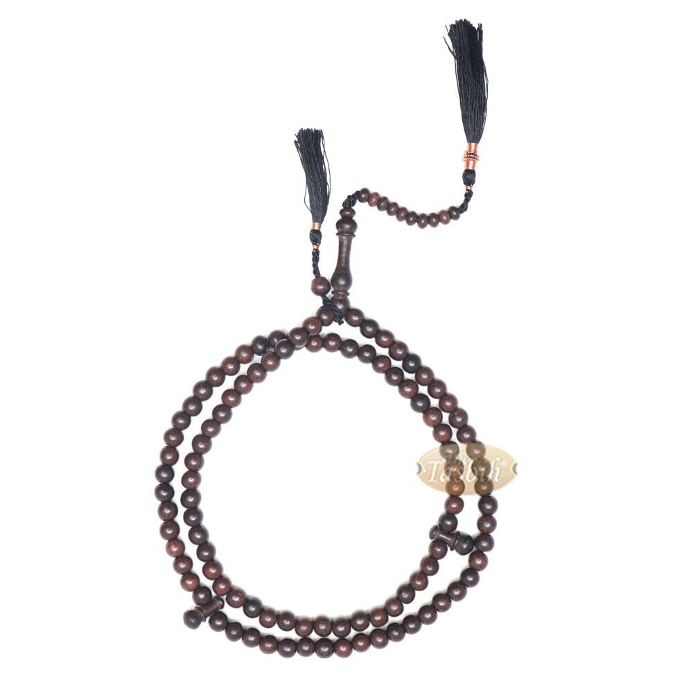 Tasbih Tamarind Wood 8mm Prayer Beads 100 Beads Rosary with Black Tassels