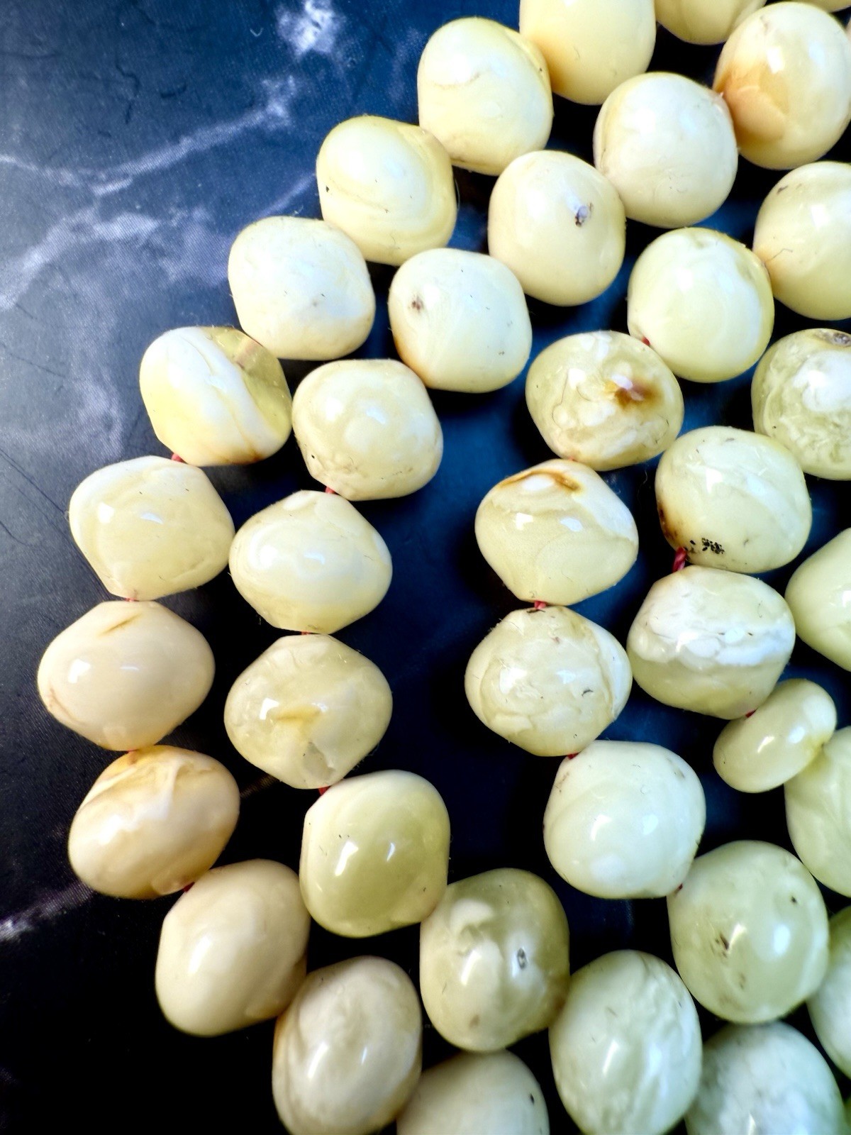 Antique Egg Yolk baltic amber Necklace Prayer شحريIslamic 99 beads -34g G R17