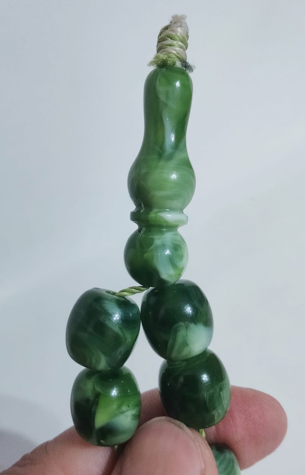 Antique Marbled Green Faturan Style Tesbih Misbaha Prayer Beads Luxury