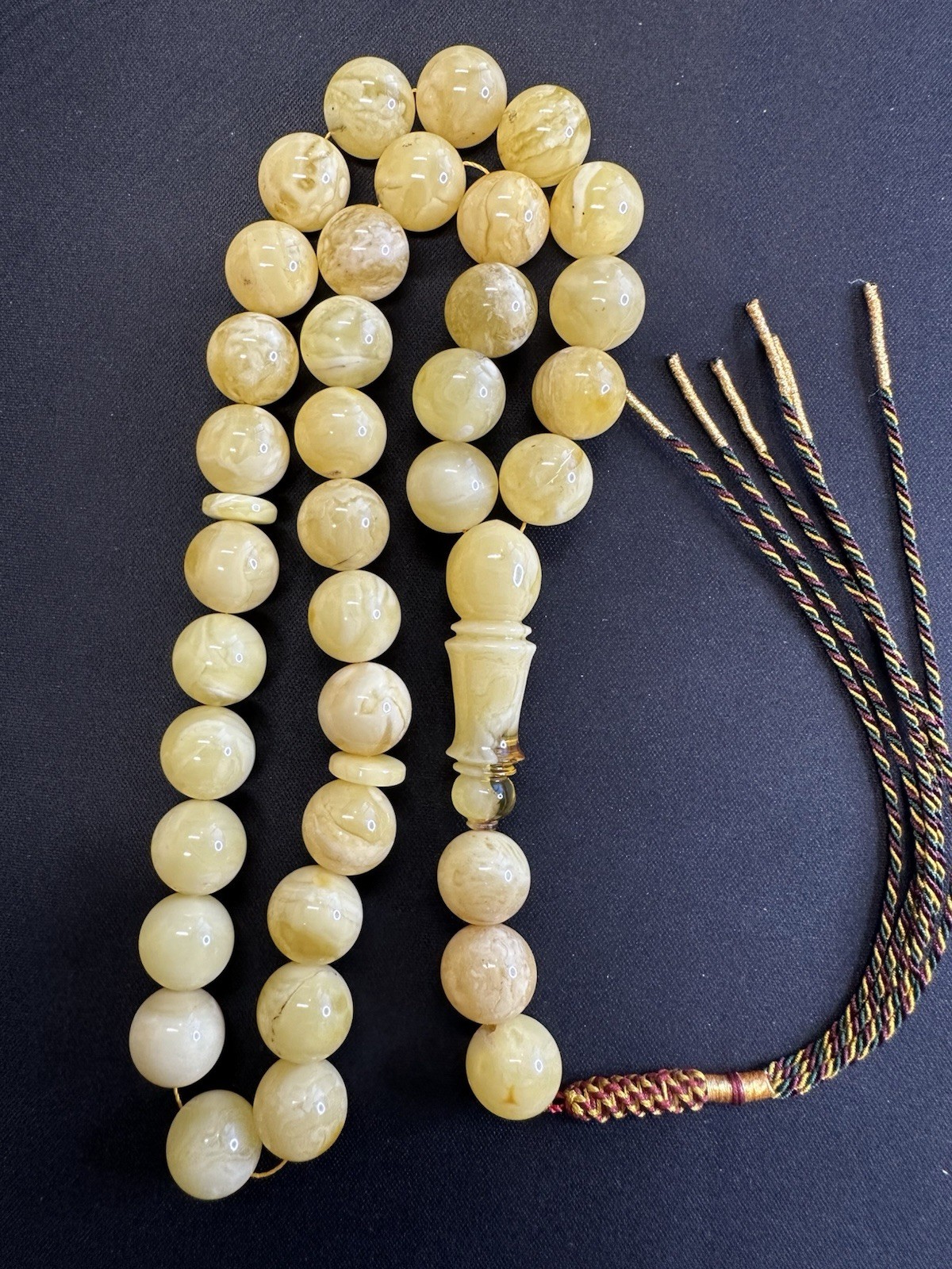 Kiliangradi Natural Baltic Amber Stone- Tesbih, Subha 33+3 Beads 14mm 64 Grams