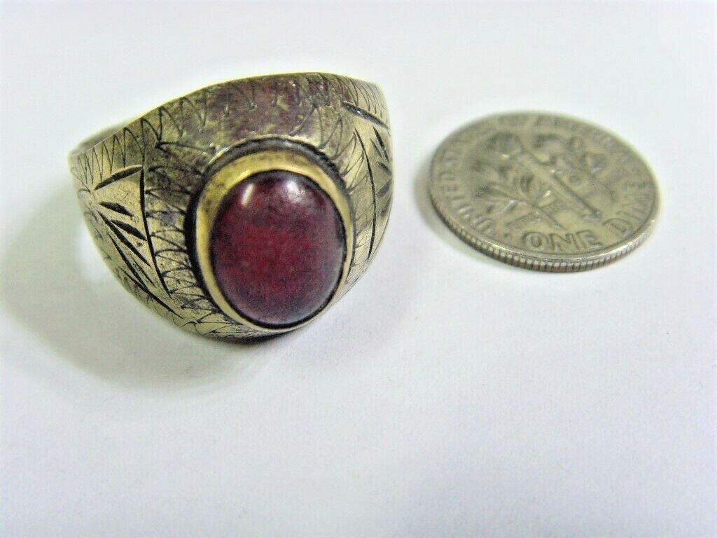 1600s antique kuchi tribal nomadic religious ring 10 size central Asia 50497