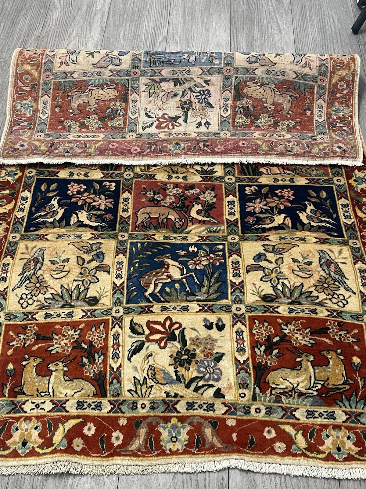 Vintage Rug, Farmhouse Vintage Pictorial Tree Of Life Rug 3.8×5.10 Ft