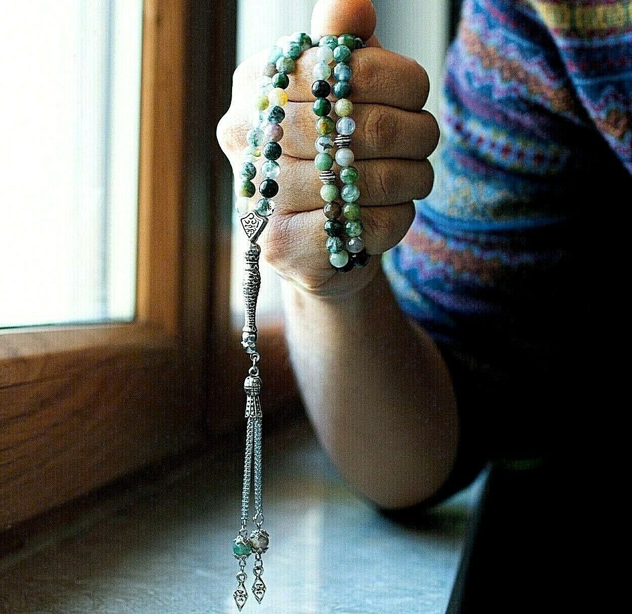 REAL Agate Aqeeq Islamic Prayer 99 beads, Tasbih, Misbaha, Tasbeeh, Sibha 6mm