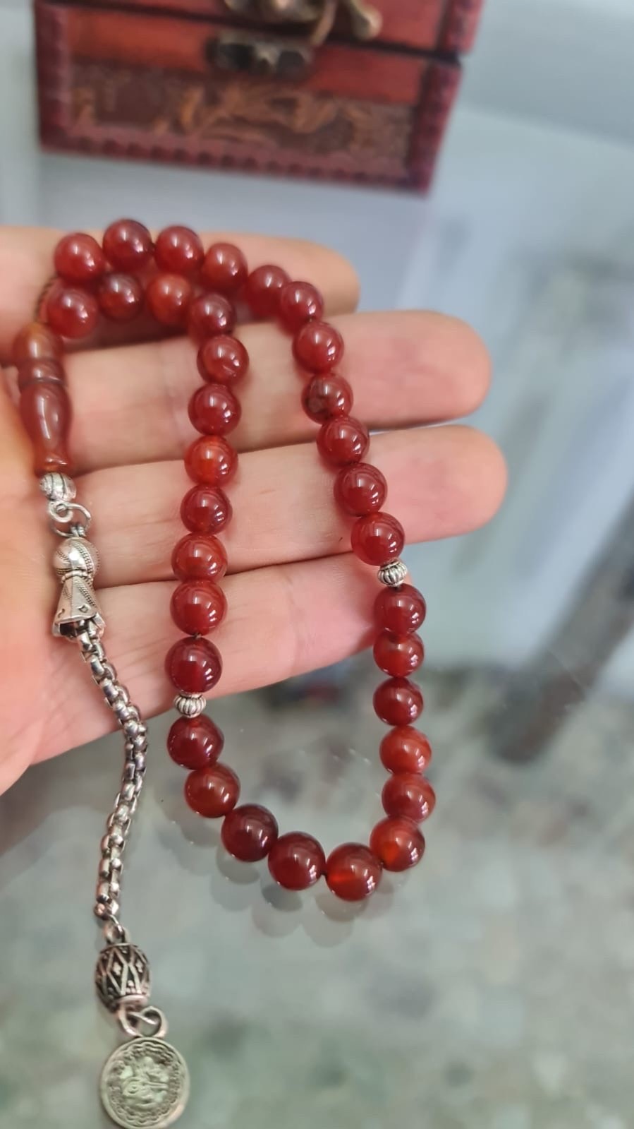 Vintage Natural Carnelian Agate 33 Islamic Prayer Beads Rosary 30g Mn50 عقيق