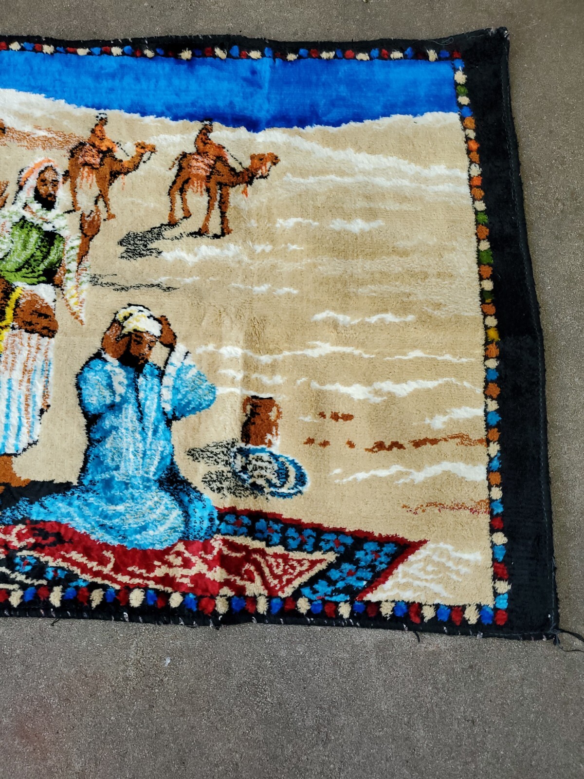 Vintage Textile Arabic Camel Rug Prayer Middleeast tapestry heavy made n Lebanon