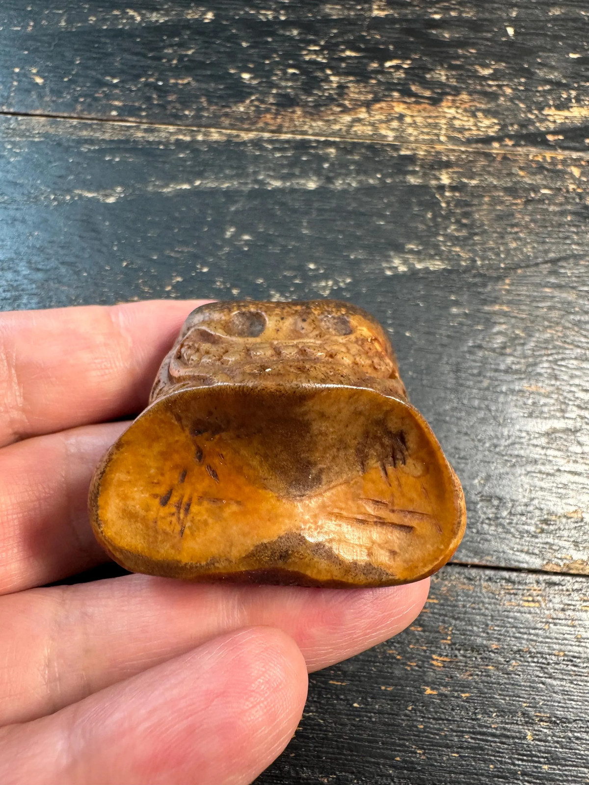 Vintage Tibetan Yak Bone Citipati Guru Bead | Hand Carved OM Bone Bead | 3 Hole