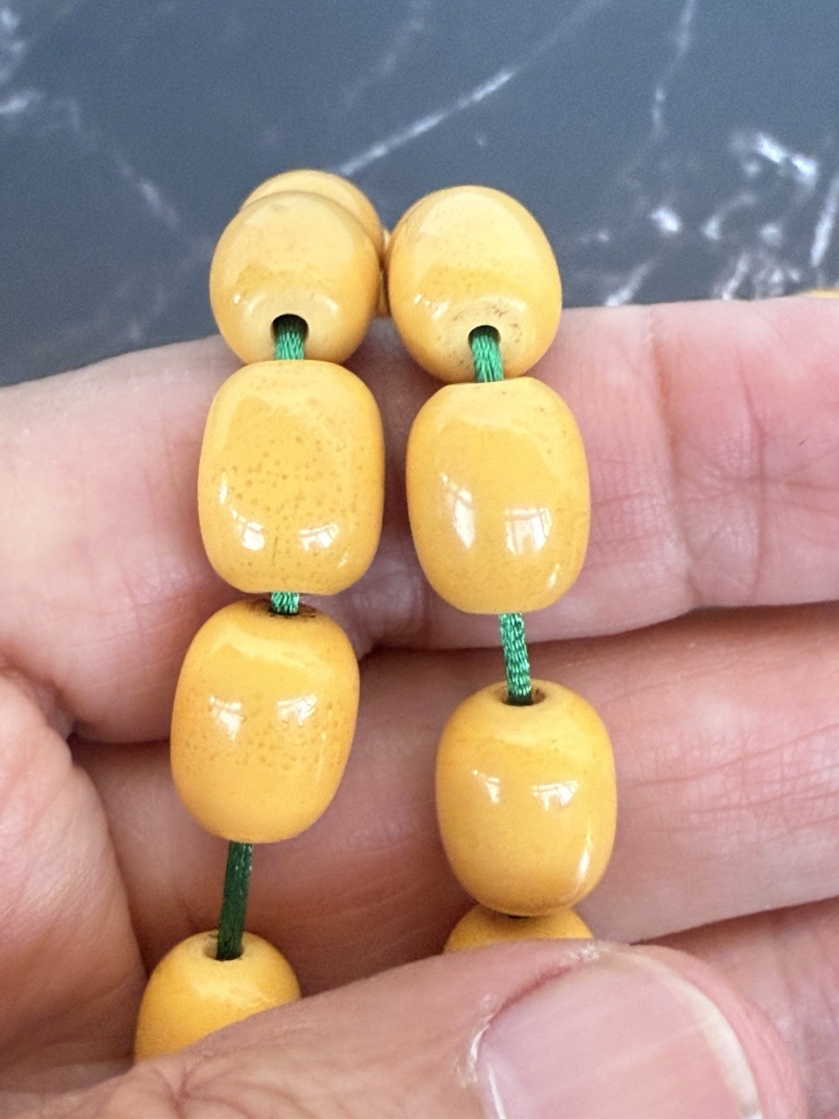 Antique Ottoman Yellow Amber bakelite islamic Worry prayer 33 beads 41 Grams