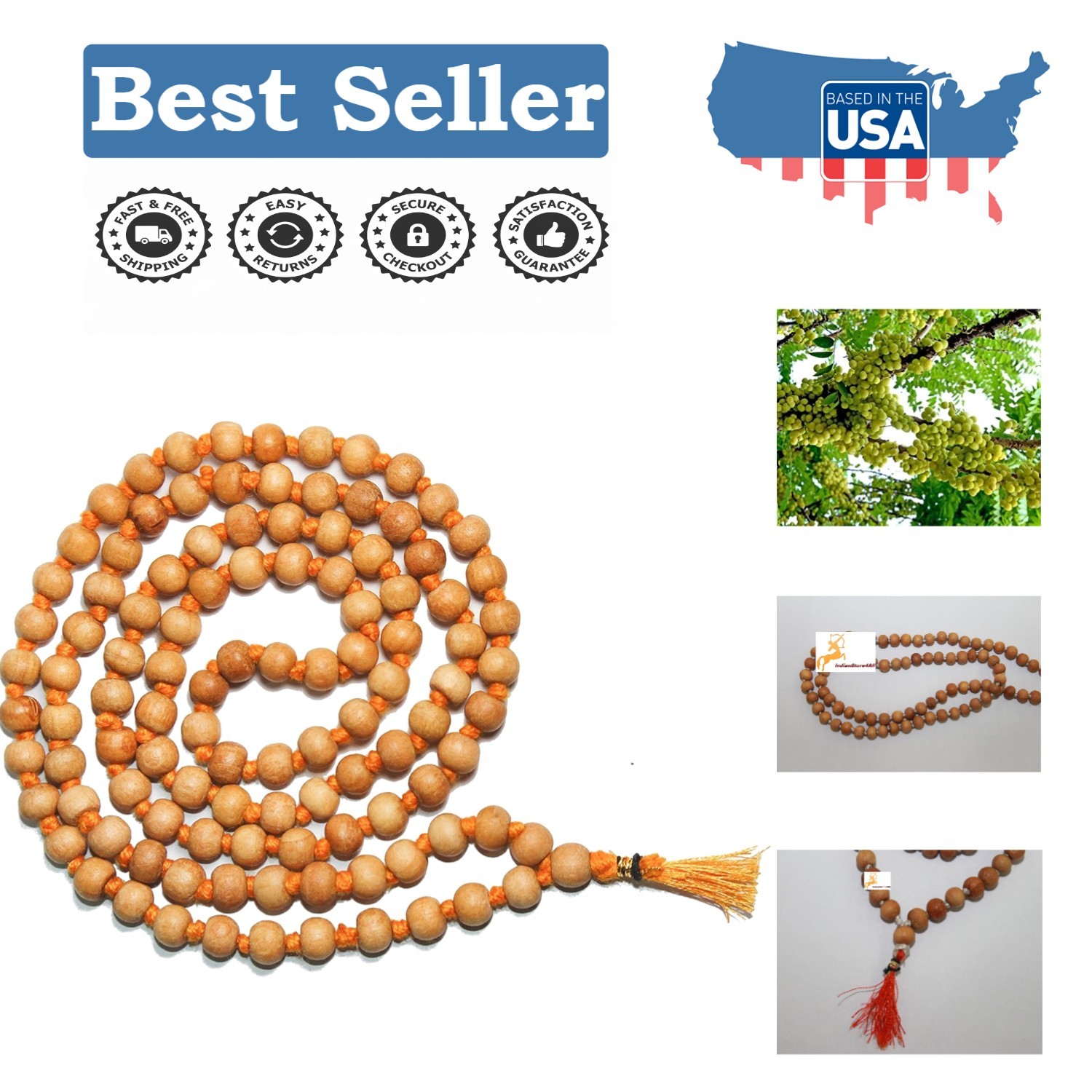 Sacred Tulsi Mala Necklace 108+1 Beads – Energize Your Spiritual Practice