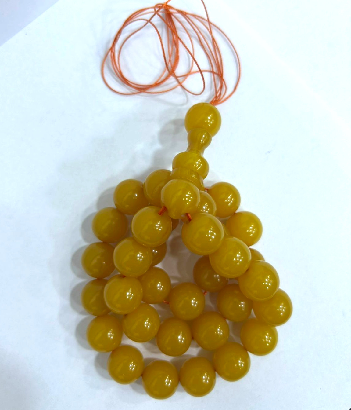 ISLAMIC PRAYER BEADS | GERMAN GOLDEN FATURAN | 33 PIECES | HAND-WOVEN TASSEL