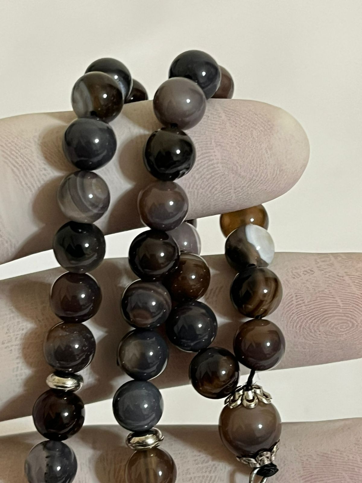 Genuine Yemen Aqeeq Agate Rosary 33 beards Natural colors Gift سبحه عقيق يمني