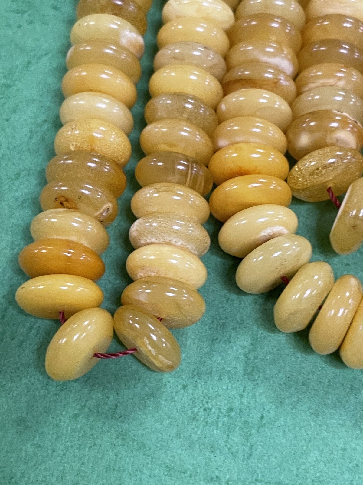 Antique rare Egg Yolk baltic amber Necklace Prayer Islamic 99 beads 44g R1