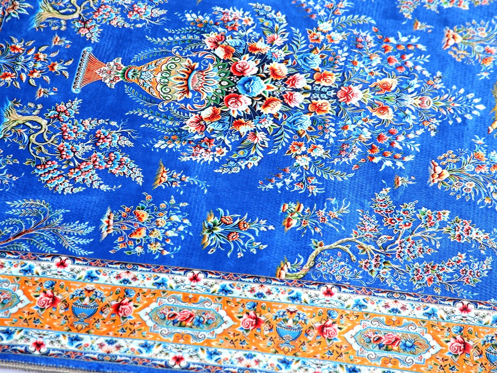Mihrab Prayer Mat Blue Floral Islamic Prayer Rug Silky Soft Gebetsteppich Rug