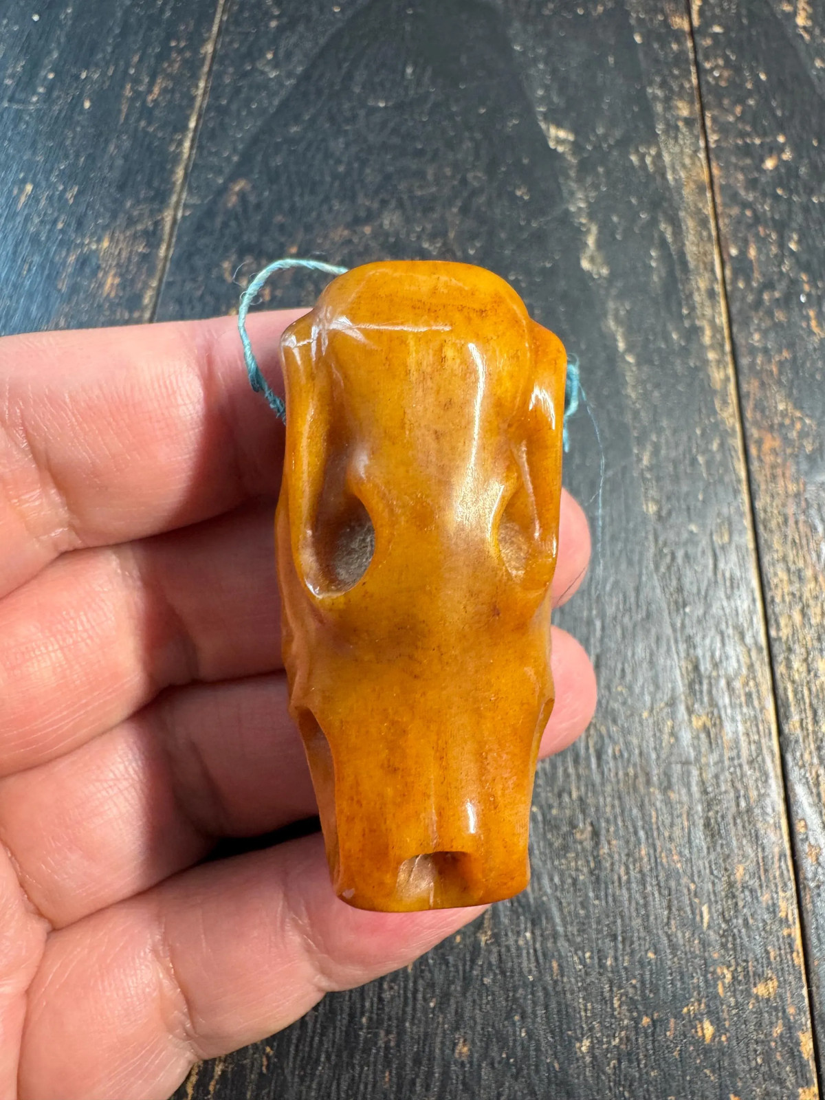 Vintage Tibetan Hand Carved Yak Bone Wolf Skull Pendant | Himalayan Beast Head