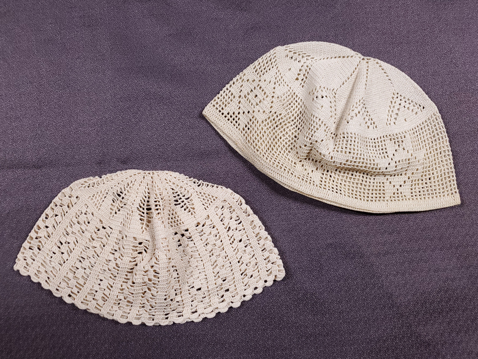 Vintage Mecca Hajj hat handmade ethnic skullcap Arabic text crochet Palestinian