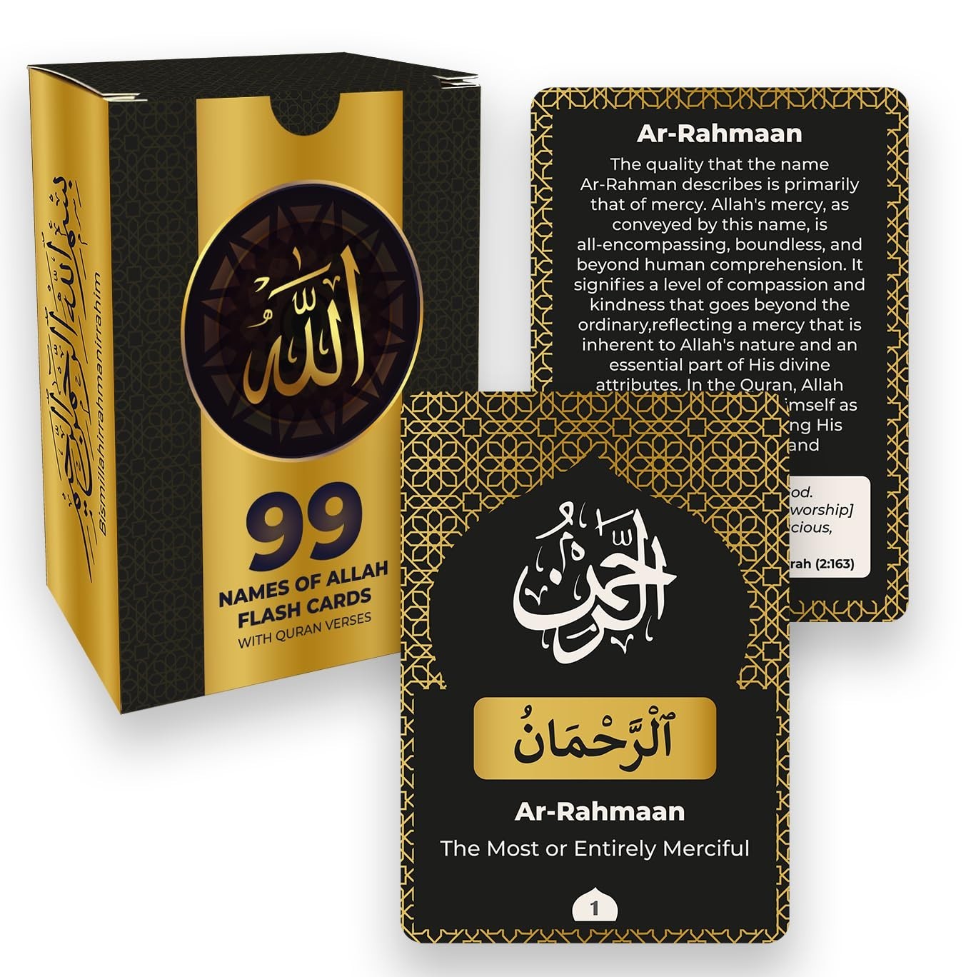 99 Names of Allah Flashcards with Quran Verses – Arabic & English – Islamic Gift