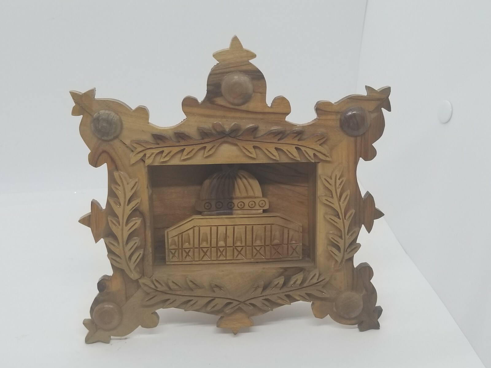 Dome Of The Rock Olive Wood Gypsum Art 3D Frame Handmade Jerusalem HolyLand Rare