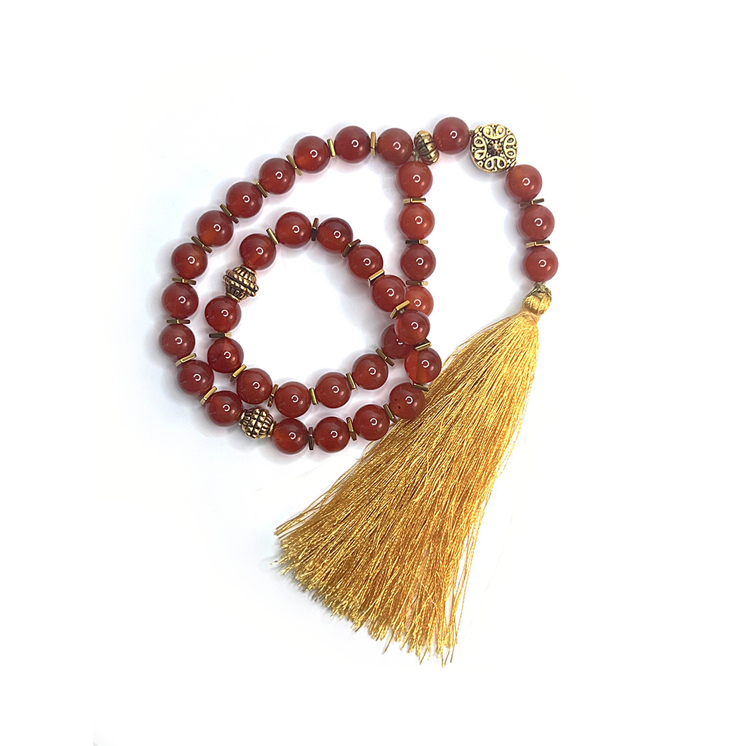Natural Carnelian Meditation Bead Islamic Prayer 33 Beads 8mm Tasbeeh