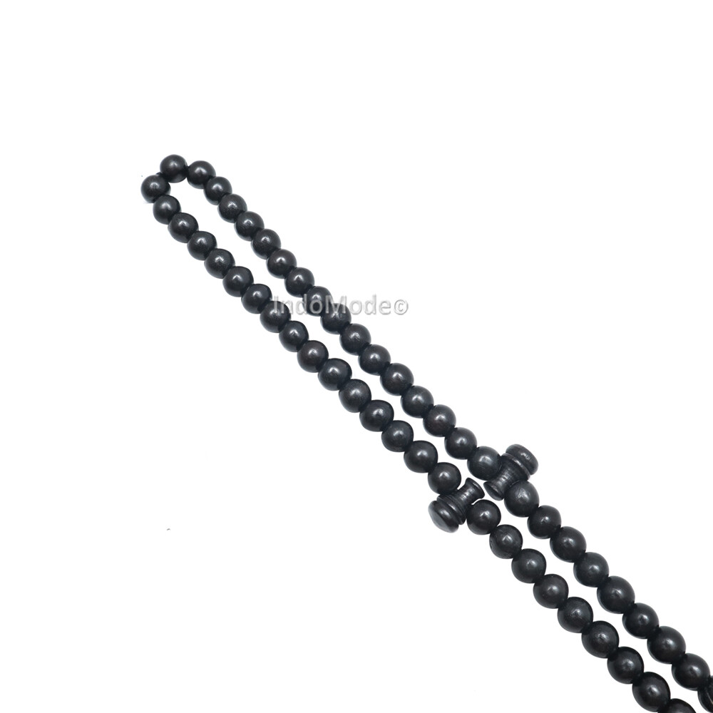 Handcrafted Indonesian 8mm Black Citrus Wood Tasbih 99-beads with Black Tassel