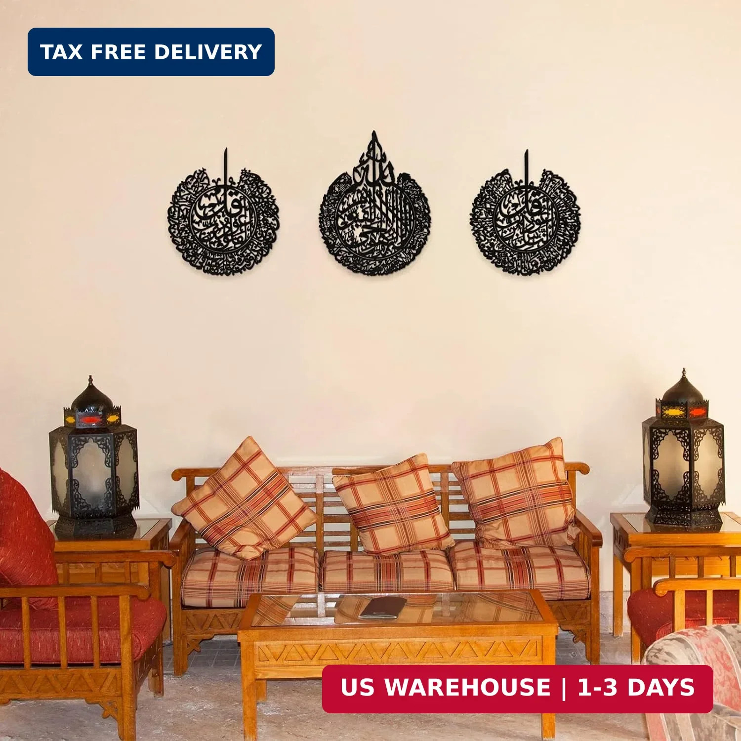 Yookeer 3 Pieces Islamic Wall Decor Muslim Gift Islamic Wall Art for Living Room