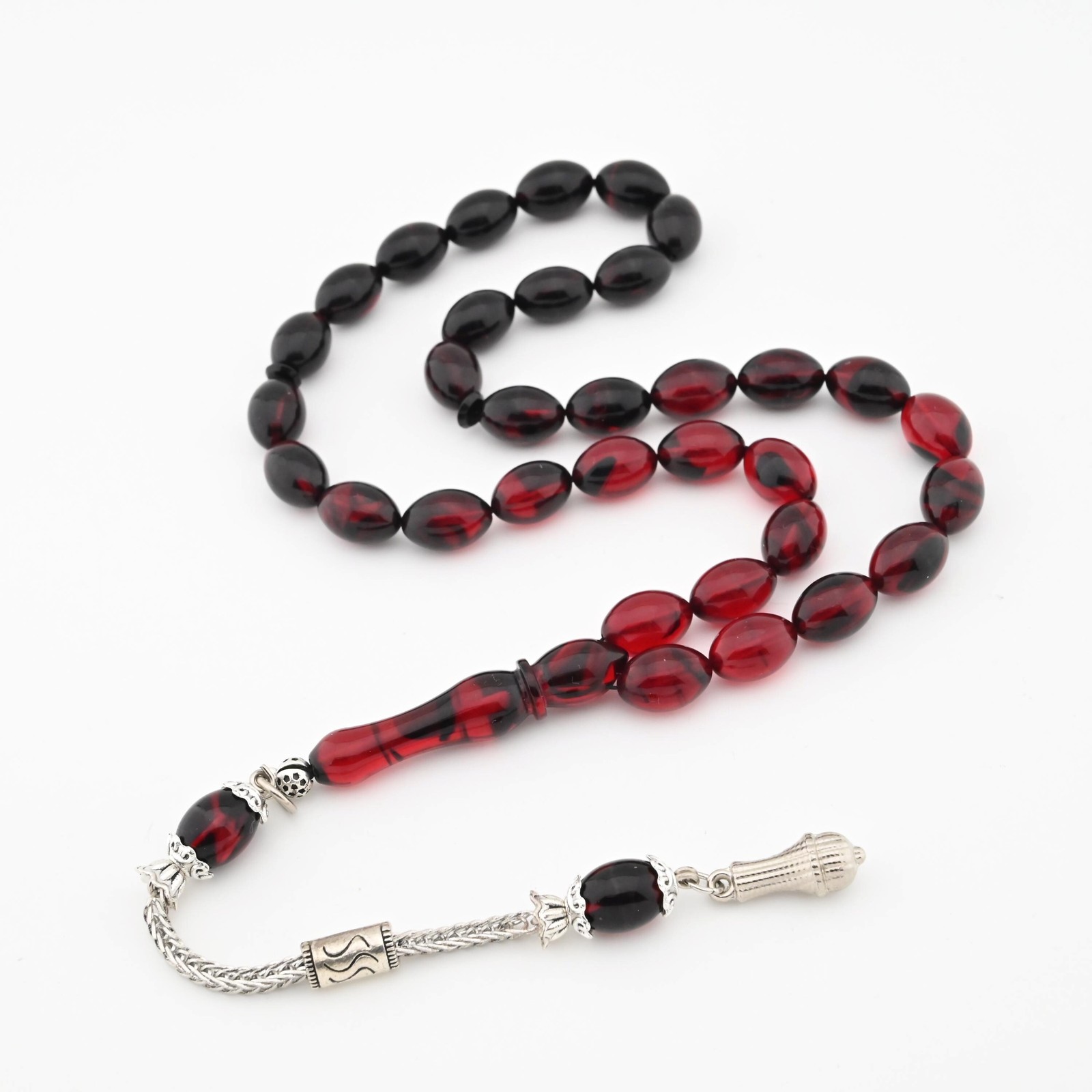 Red Tightening Amber 33 beads Tasbih, Prayer Beads, Misbaha, Rosary 406073