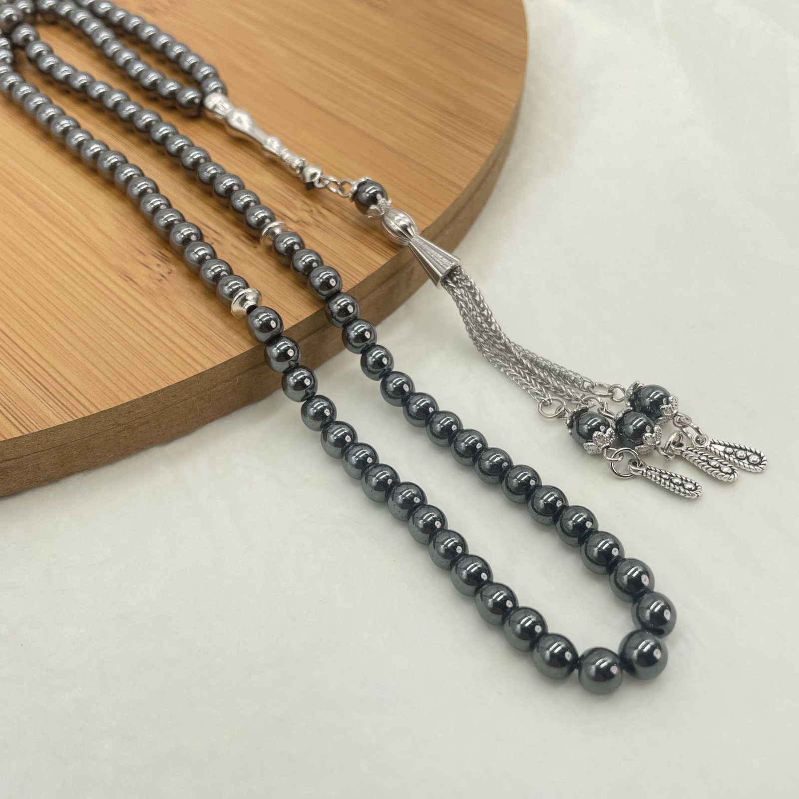 99 beads 6mm Black Stone Muslim Prayer Beads Misbaha Tasbeeh Arabic Bracelet nEW