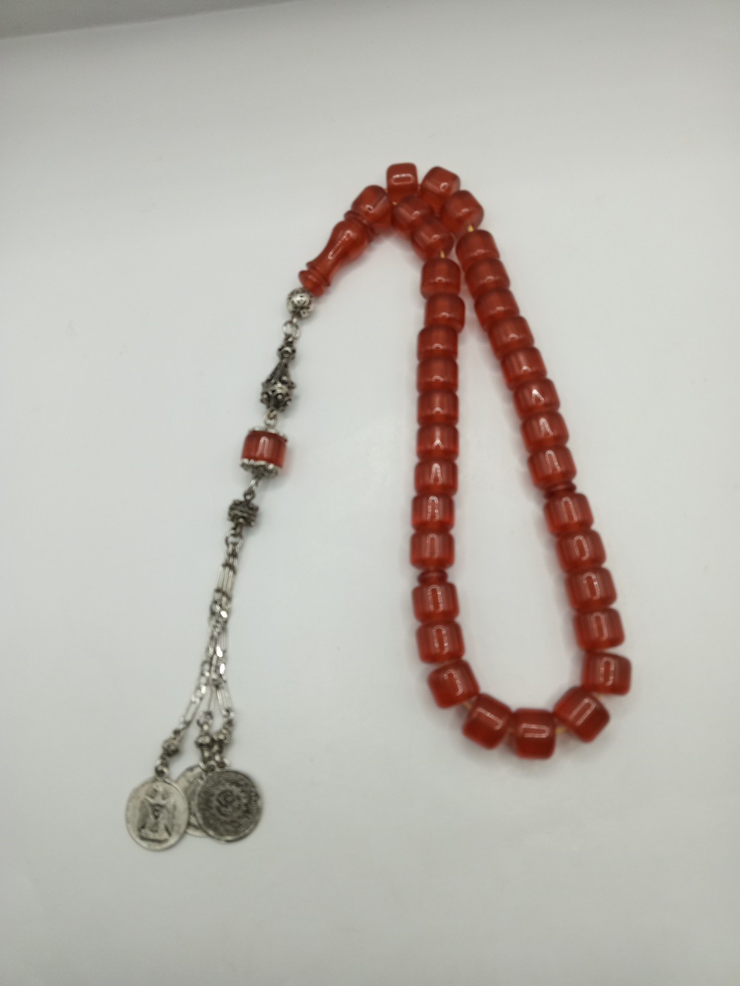 Vintage Rosary Faturan Bakelite Orange Prayer 33 Beads 83g 10*13mm Islam Misbaha