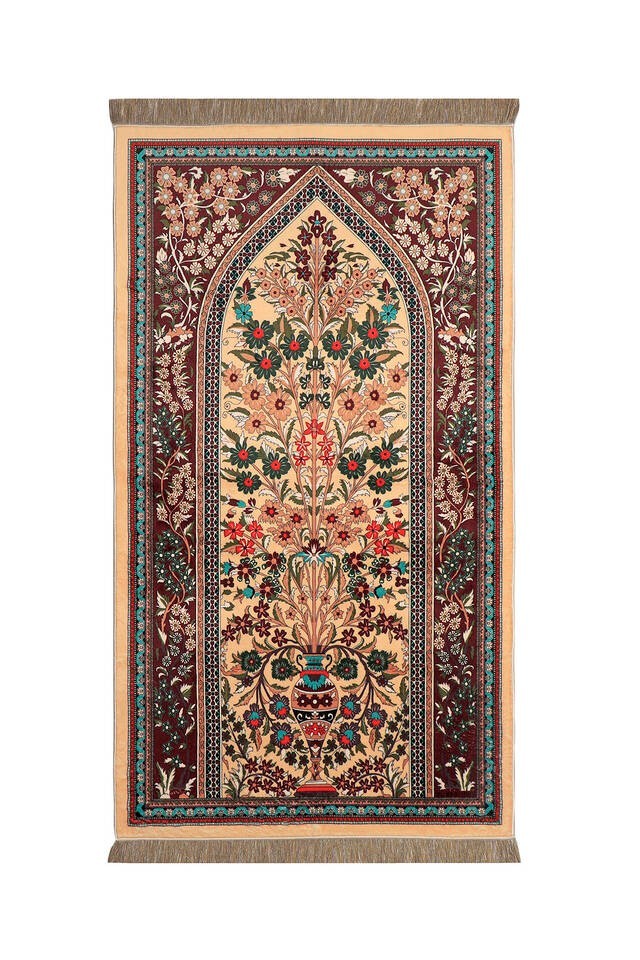 Luxury Turkish Bamboo Prayer Mat Camel Islamic Velvet Rug Soft Janamaz Muslim Gi