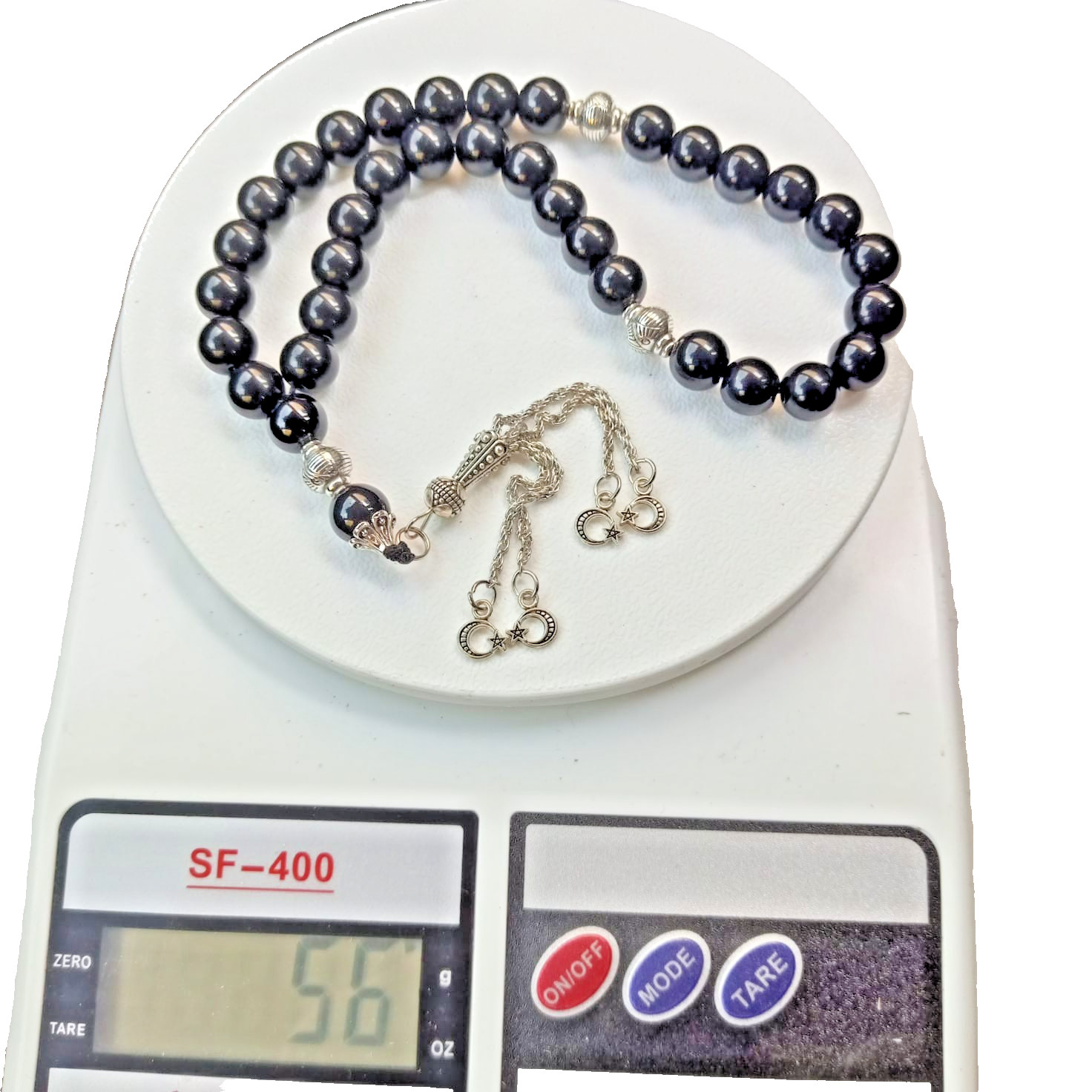 Free Int’l Shipping Islamic Prayer Beads Mesbaha 33 Beads with Silver Tassel