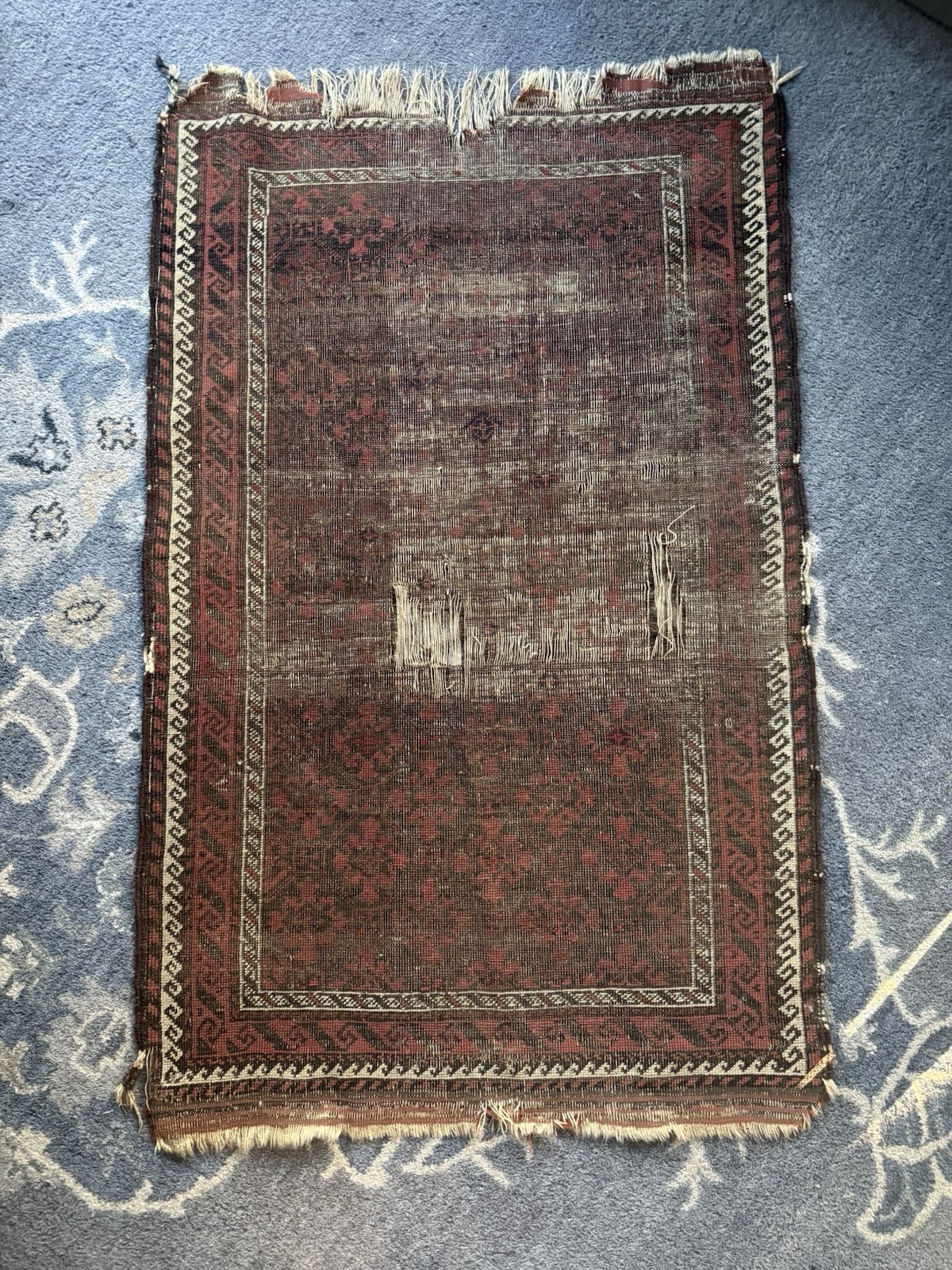 Antique Baluch Prayer Rug Mat Late 19thC Muslim Wall Hanging 1890s Islamic Art