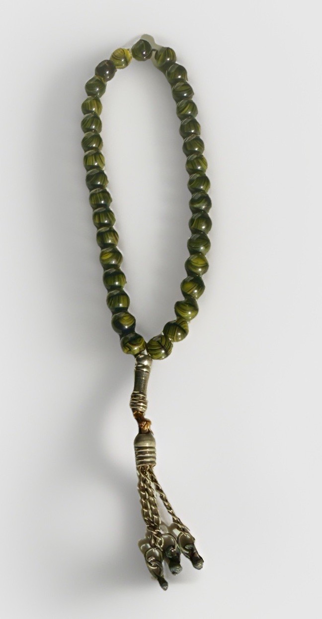 Tiger Eye Stone 33 Bead Islamic Prayer Rosary Tisbah Islamic Sterling Silver VTG
