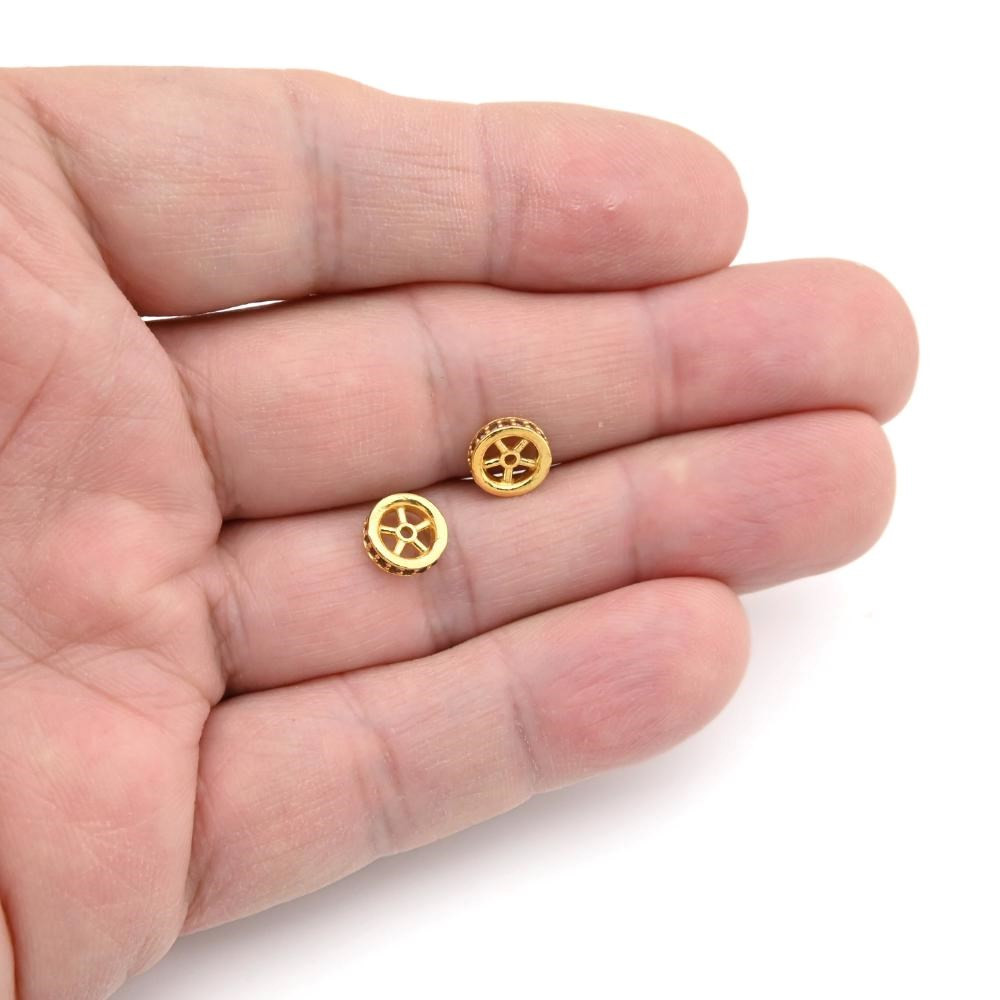 Garnet gemstone inlaid Gold plated Stopper 2 pcs 925 silver for Tasbih 912089