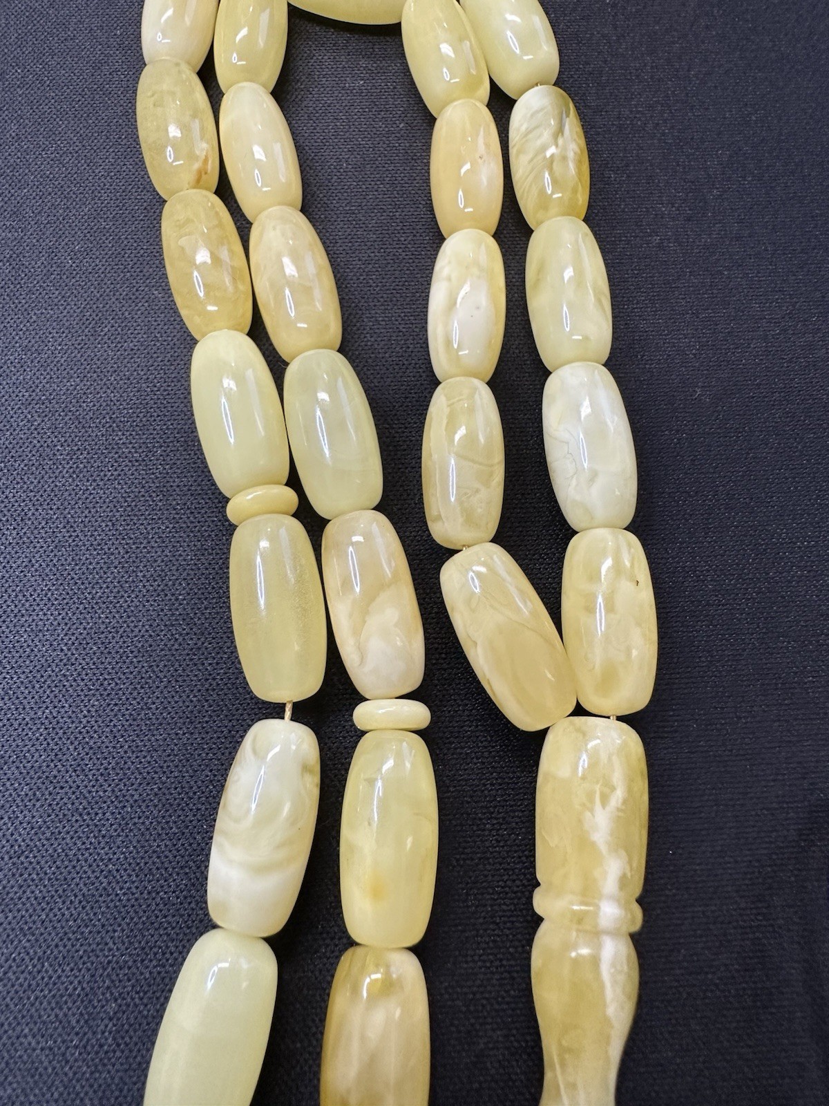 Original Natural Baltic Amber Stone- Tesbih, Subha *33 Beads 8×17 MM 29.1 Grams