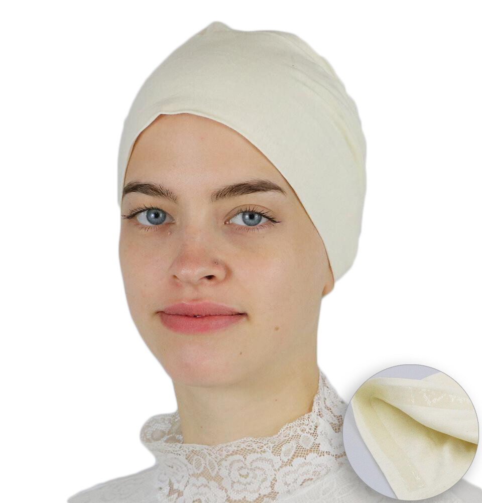 Modefa Mulsim Women’s Islamic Turkish Non-Slip Cotton Cap Underscarf – Ivory