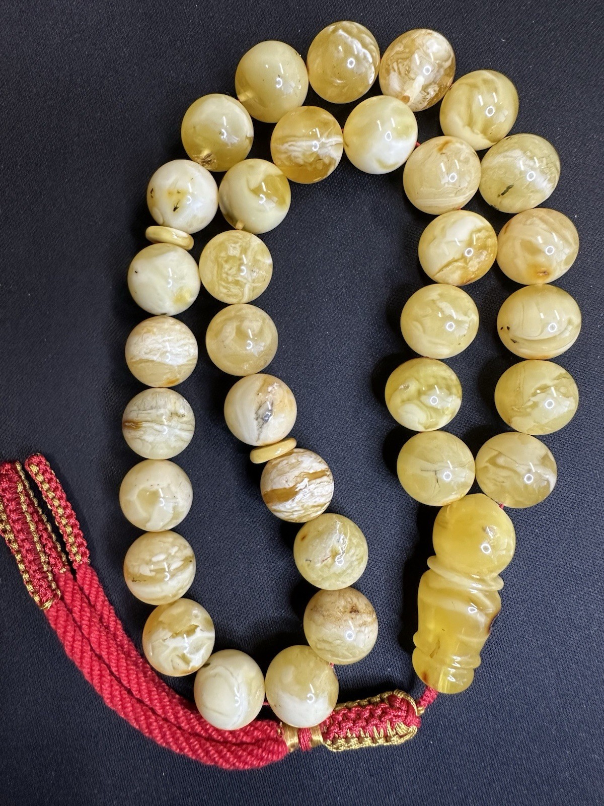 Original Natural Real Baltic Amber Stone- Tesbih, Subha 33 Beads 14mm 56.6 Grams