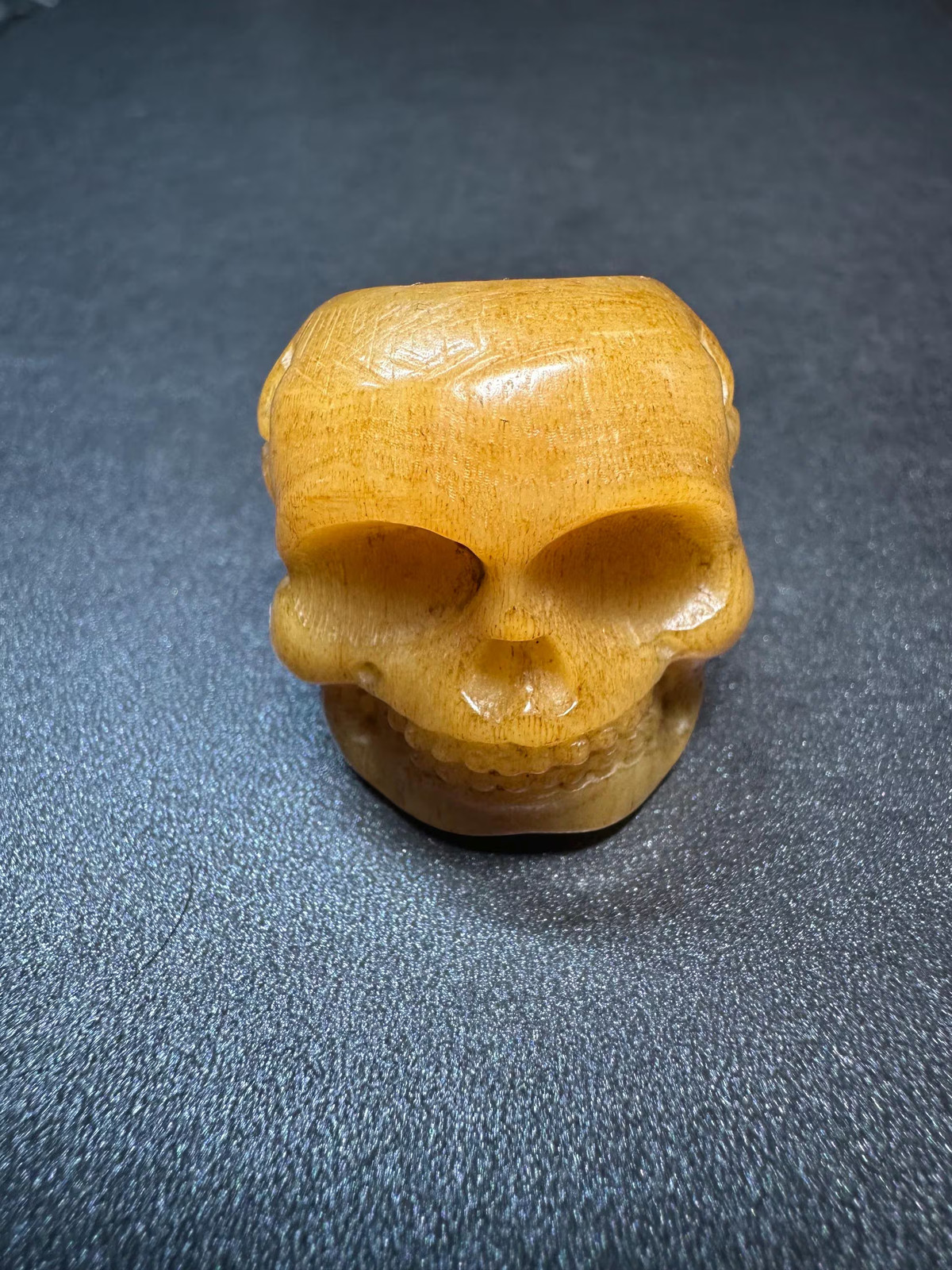 HandCarved Yak Bone Skull Bead Ring, Large Hole Tibetan Charnel Ground Guru Bea