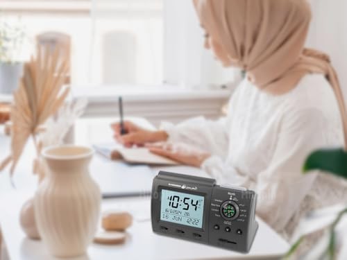 Athan Clock, Azan Table Clock, Athan Ramadan Clocks Black Color Complete Azan