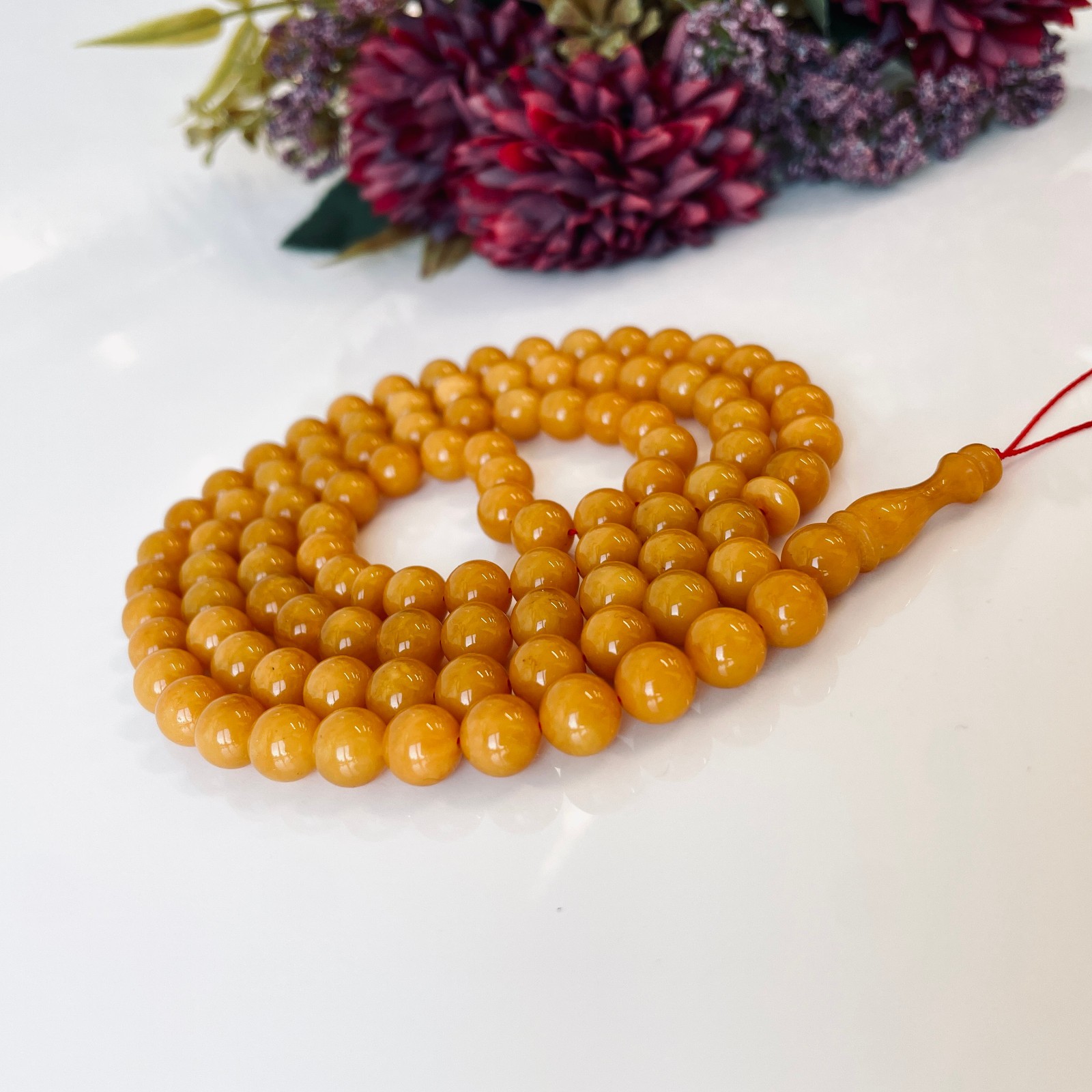 Amber Prayer Beads, Yellow Authentic Amber Rosary
