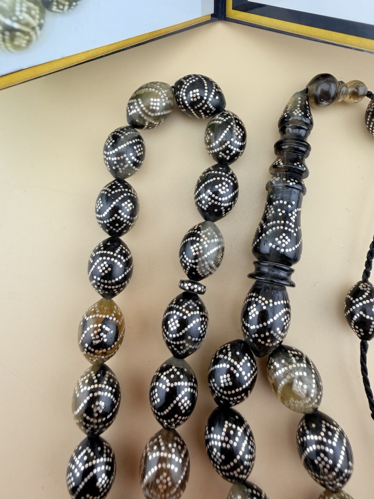 مسباح مسبحة ترسه ضهر سلحفاة دق فضة Turtle Shell Inlaid Silver 925 Islamic Rosary
