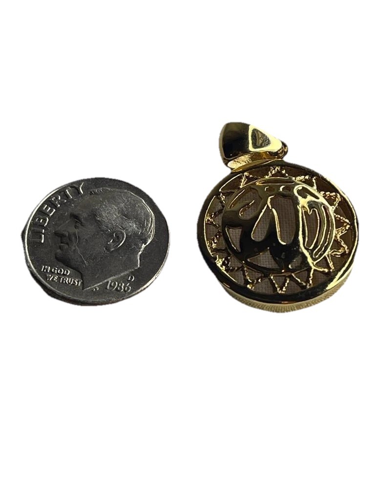 Modern Allah Pendant (ﷲ). Gold tone color Muslim Islam Round Religion Spiritual