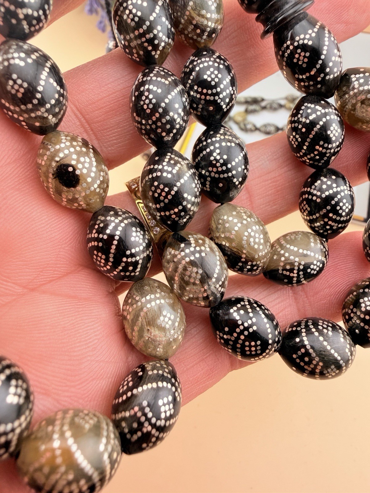 مسباح مسبحة ترسه ضهر سلحفاة دق فضة Turtle Shell Inlaid Silver 925 Islamic Rosary
